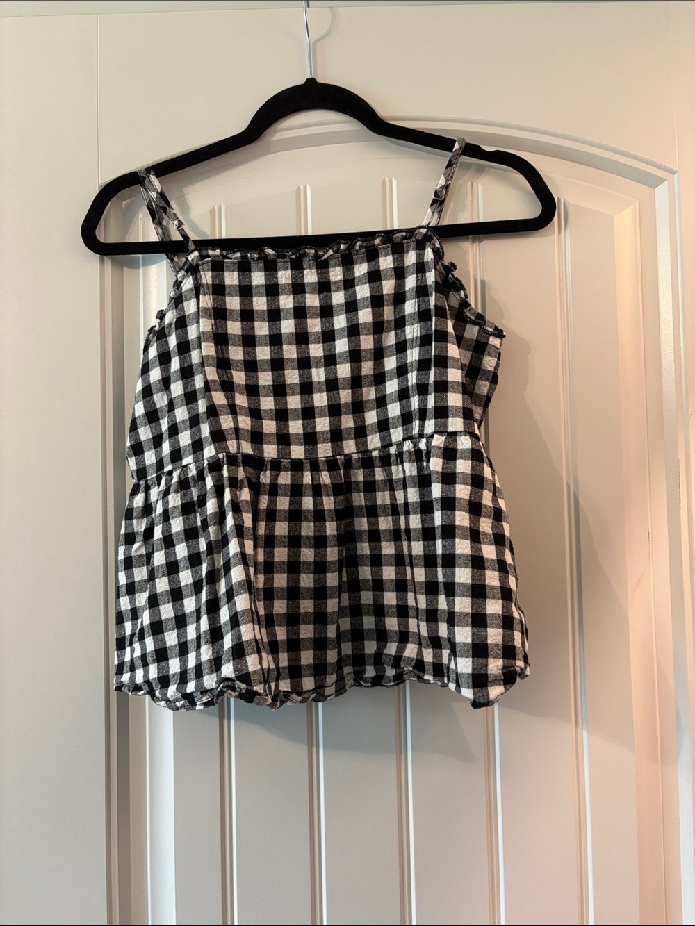 love on a hanger Black and White Gingham Peplum Cami